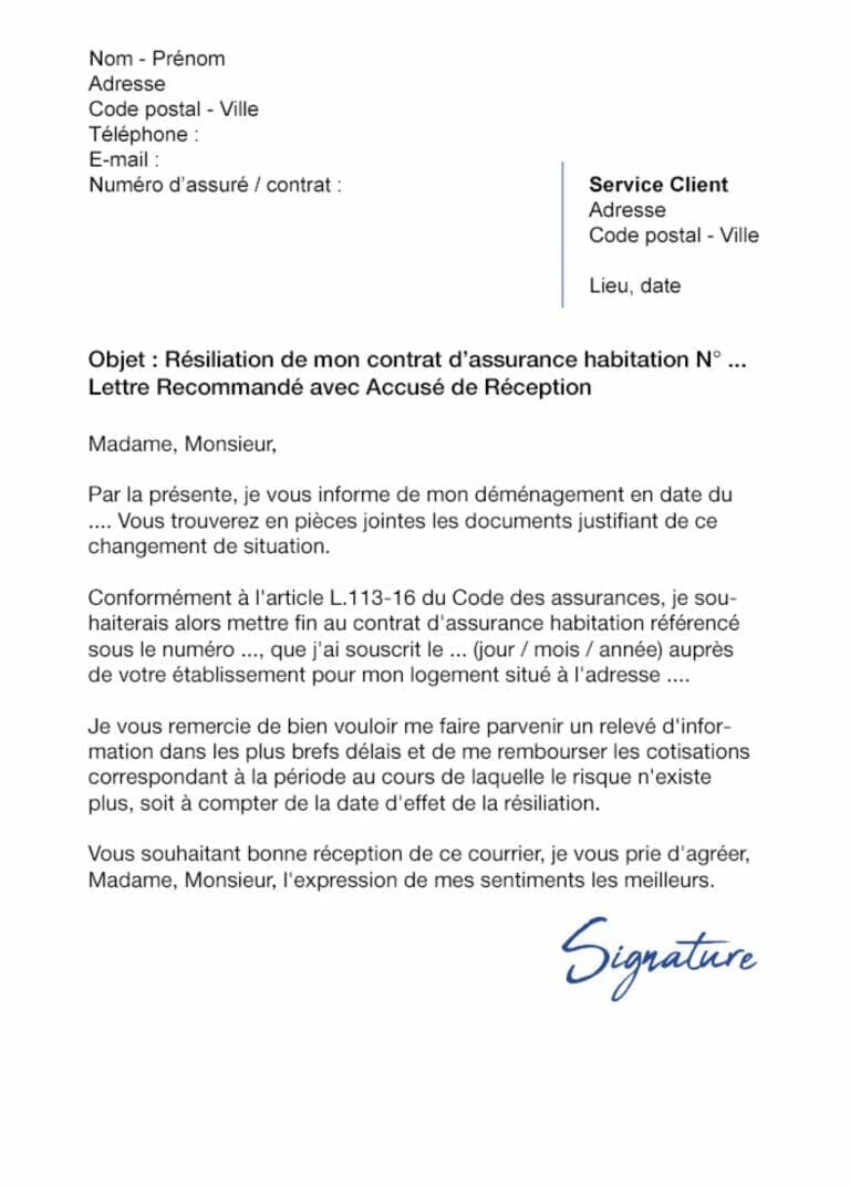 Comment rédiger sa lettre de résiliation d&rsquo;assurance habitation ?